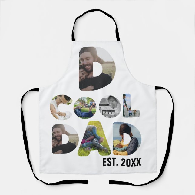 Create your own cool dad 7 letter photo for him apron (Front)