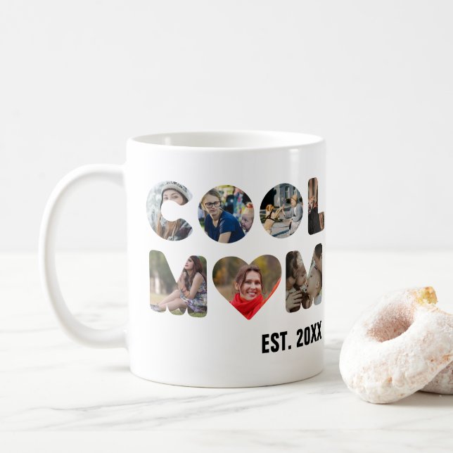 Create your own Cool mum 7 letter photo for her Coffee Mug (With Donut)