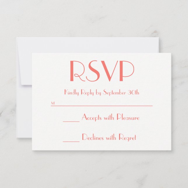 Create Your Own Coral and White RSVP (Front)