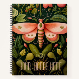 Create Your Own Coral Pink Floral Garden Moth Notebook