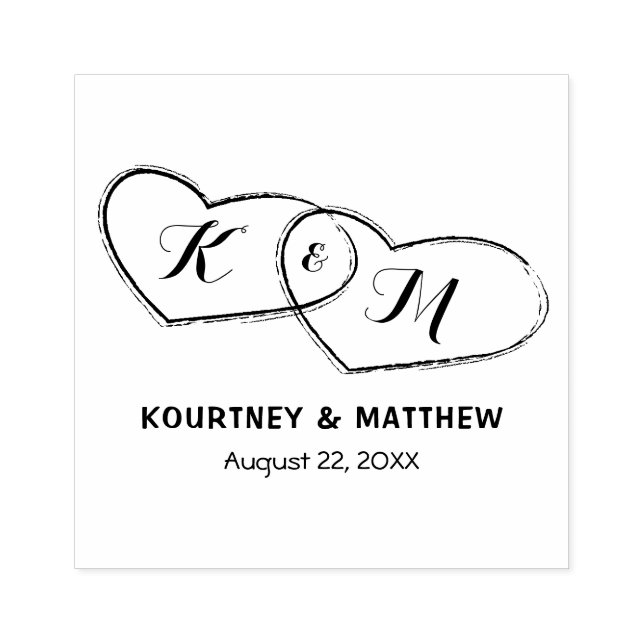 Create Your Own Couple Hearts Wedding Rubber Stamp (Imprint)