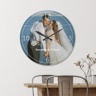 Create Your Own Couple Name Wedding Photo Large Clock