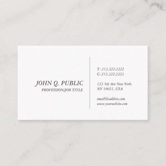 Create Your Own Creative Sleek Design Chic Plain Business Card (Front)