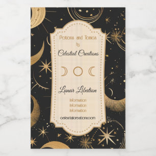 Create Your Own Crescent Moon Celestial Wine Label
