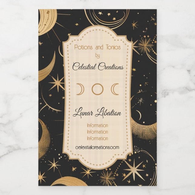 Create Your Own Crescent Moon Celestial Wine Label (Single Label)