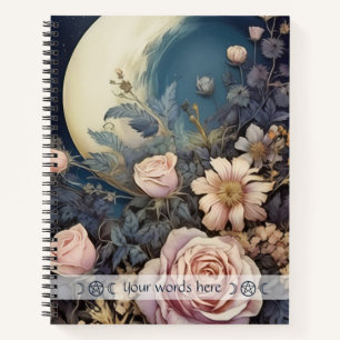 Create Your Own Crescent Moon Pink Rose Garden Notebook