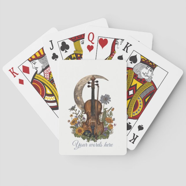 Create Your Own Crescent Moon Seranade on Violin Playing Cards (Back)