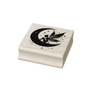 Create Your Own Crescent Moon Stars Fairy Rubber Stamp