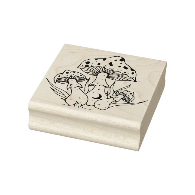 Create Your Own Crescent Moons Spotted Mushrooms Rubber Stamp (Stamp)