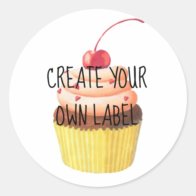 Create Your Own Cupcake  Classic Round Sticker (Front)