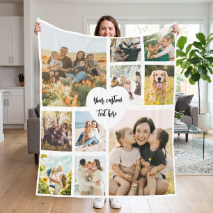 Create Your Own Custom 10 Photo Collage Fleece Blanket