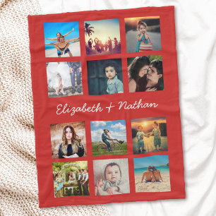 Create Your Own Custom 12 Photo Collage Family Fleece Blanket