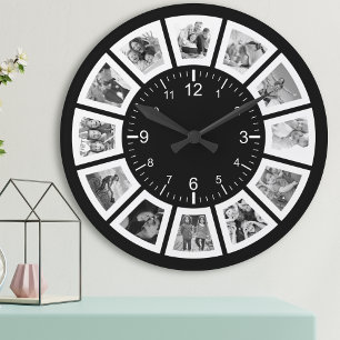 Create Your Own Custom 12 Photo Collage Family Large Clock