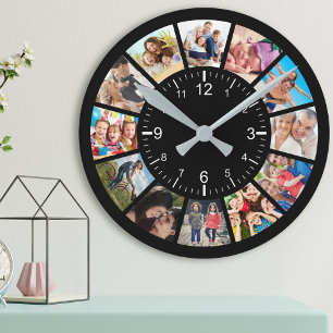 Create Your Own Custom 12 Photo Collage Family Round Clock