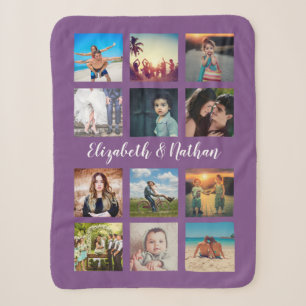 Create Your Own Custom 12 Photo Collage Family Sherpa Blanket