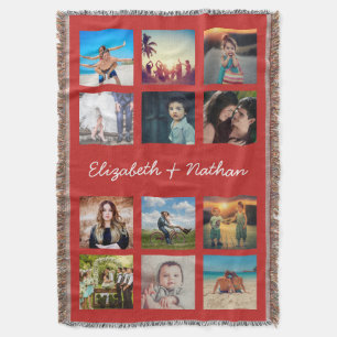 Create Your Own Custom 12 Photo Collage Family Throw Blanket