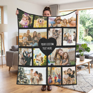 Create Your Own Custom 12 Photo Collage Fleece Blanket