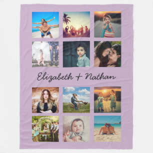Create Your Own Custom 12 Photo Collage Lavender Fleece Blanket