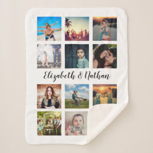 Create Your Own Custom 12 Photo Collage Memories Sherpa Blanket