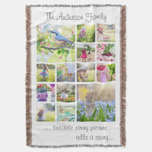 Create Your Own Custom 14 Family Photo Collage Throw Blanket