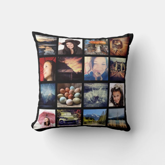 Create your Own Custom 16 Instagram Photo Collage Cushion (Front)