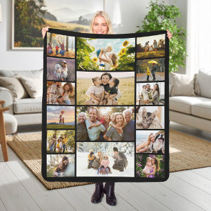 Create Your Own Custom 16 Photo Collage Sherpa Blanket