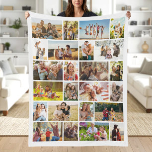 Create Your Own Custom 24 Photo Collage Fleece Blanket