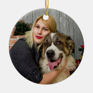 Create Your Own Custom 2 Photo Collage Double Side Ceramic Tree Decoration