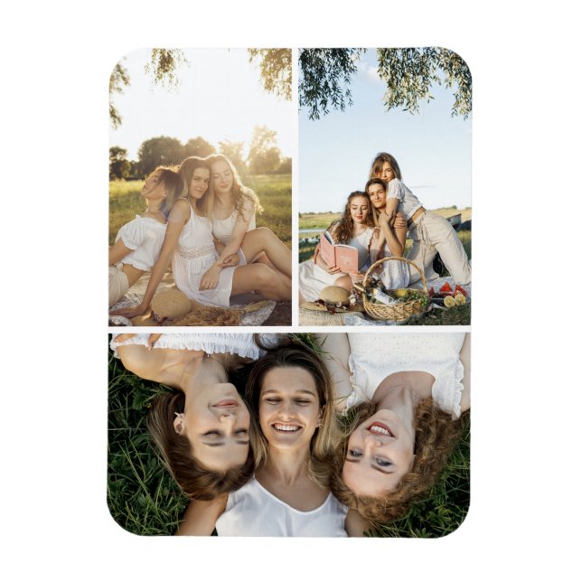 Create Your Own Custom 3 Photo Collage Magnet (Vertical)