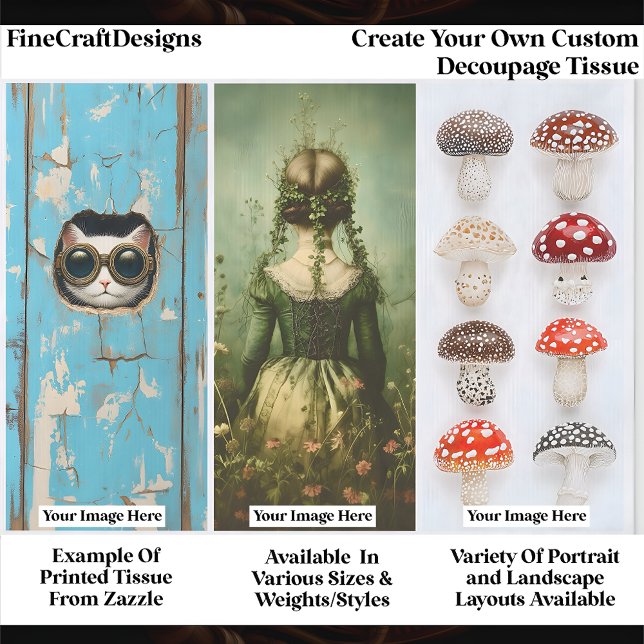 Create Your Own Custom 3 Photo Portrait Decoupage Tissue Paper (Creator Uploaded)