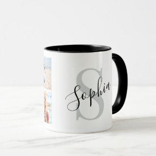 Create Your Own Custom 4 Photo Collage Monogram Mug