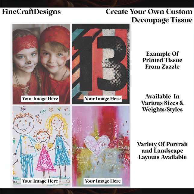 Create Your Own Custom 4 Photo Portrait Decoupage Tissue Paper (Creator Uploaded)