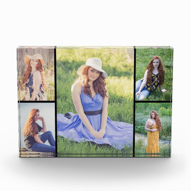 Create Your Own Custom 5 Photo Collage Photo Block (Front)