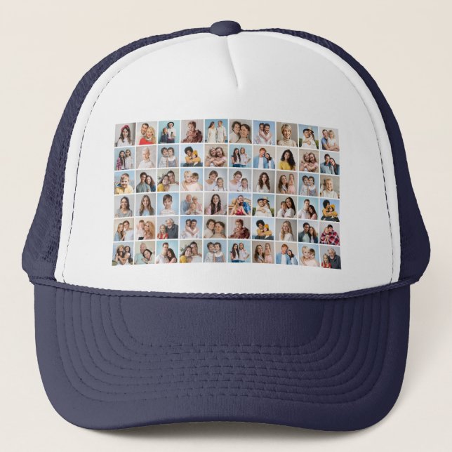 Create Your Own Custom 60 Photo Collage Trucker Hat (Front)