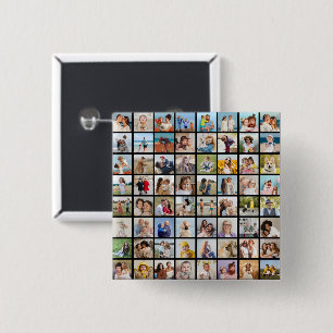 Create Your Own Custom 64 Photo Collage 15 Cm Square Badge