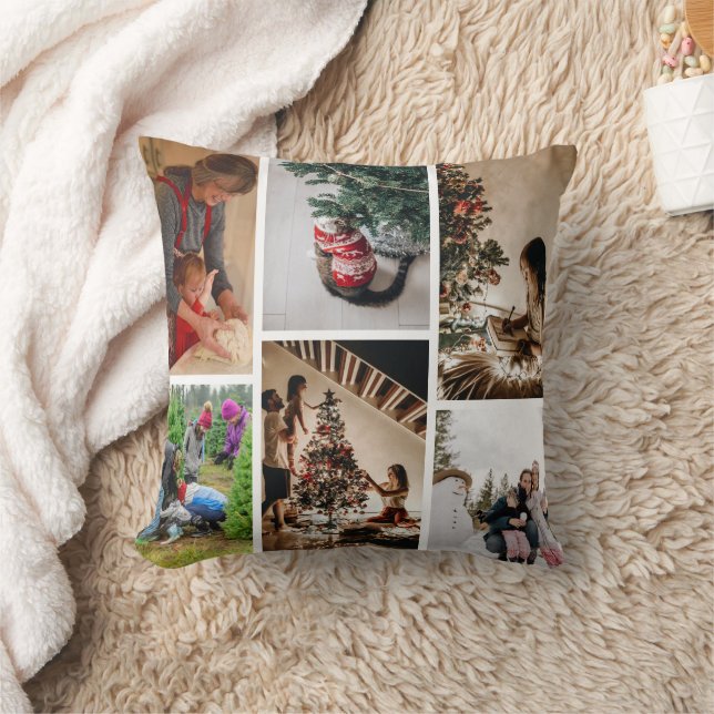 Create Your Own Custom 6 Photo Christmas Collage  Cushion (Blanket)