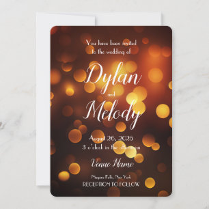 Create Your Own Custom Autumn Gold Bokeh Wedding Invitation
