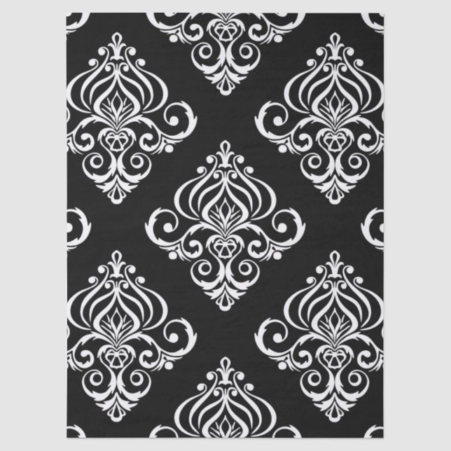 Create Your Own Custom B&W Damask Tissue Paper (Front)