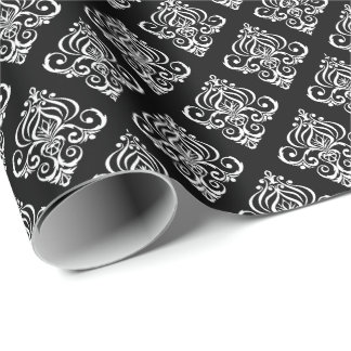 Create Your Own Custom B&W Damask Wrapping Paper