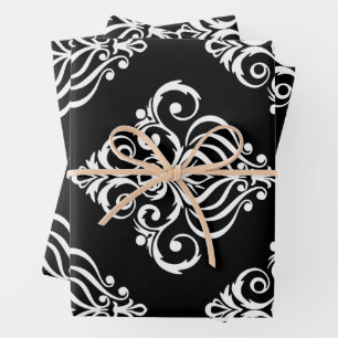 Create Your Own Custom B&W Damask Wrapping Paper Sheet
