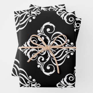 Create Your Own Custom B&W Damask Wrapping Paper Sheet