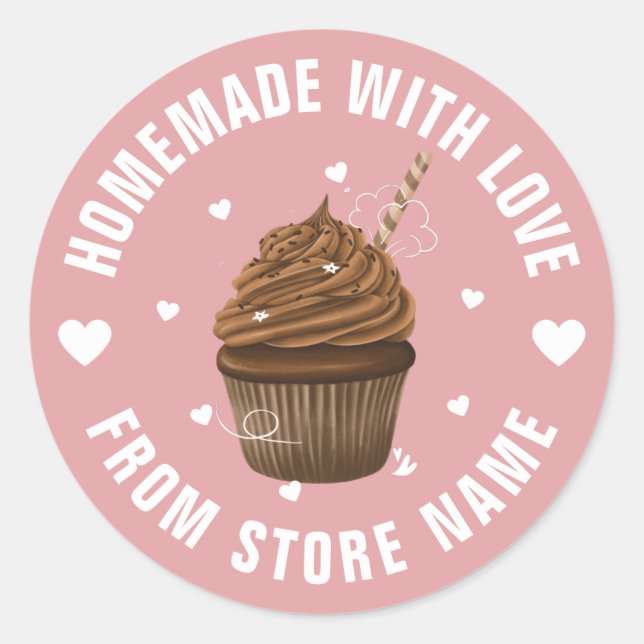 Create Your Own Custom Bakery Homemade With Love Classic Round Sticker (Front)