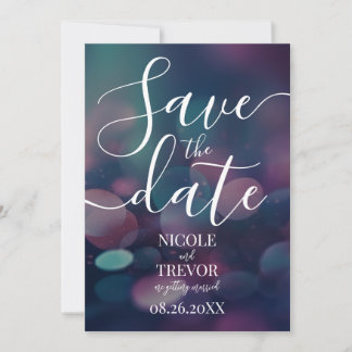 Create Your Own Custom Big Blue Pink Bokeh Wedding Save The Date