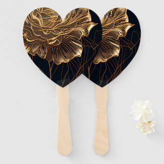 Create Your Own Custom Black Gold Flower Hand Fan