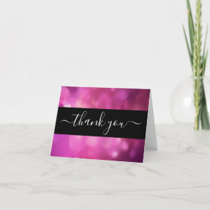 Create Your Own Custom Black & Pink Bokeh Thank You Card
