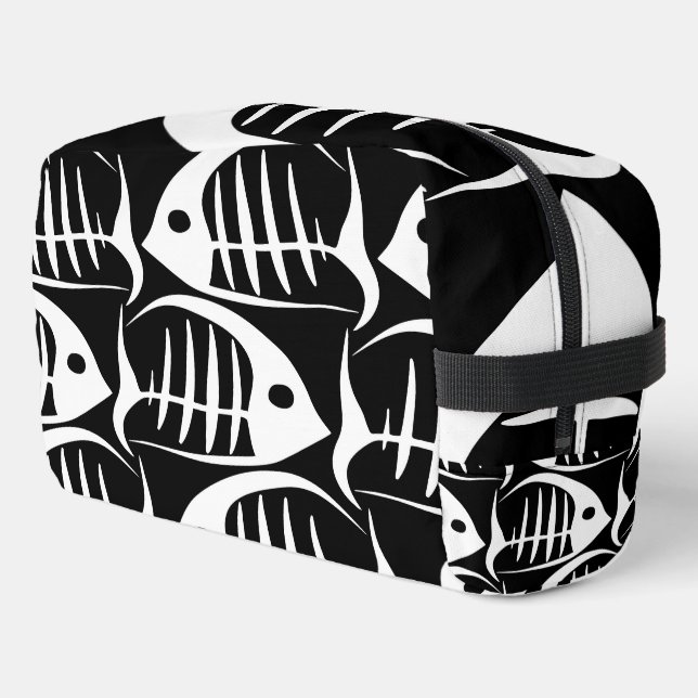 Create Your Own Custom Black & White Fishbones Dopp Kit (Left Corner)