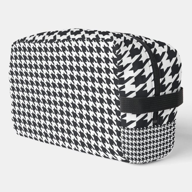 Create Your Own Custom Black & White Houndstooth Dopp Kit (Left Corner)
