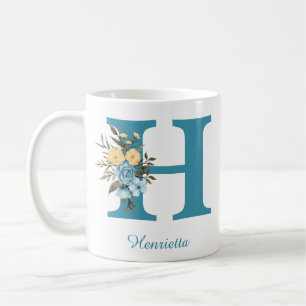 Create Your Own Custom Blue Minimalist Floral Mug
