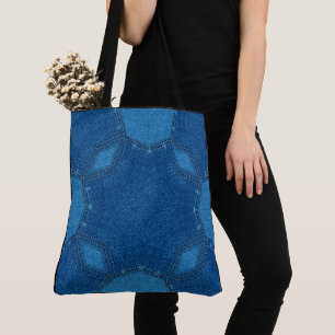 Create Your Own Custom Blue Vintage Denim Jean Tote Bag