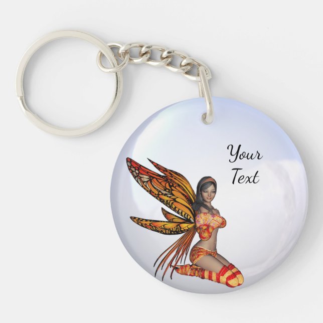 Create Your Own Custom Bubble Monarch Fairy Key Ring (Front)